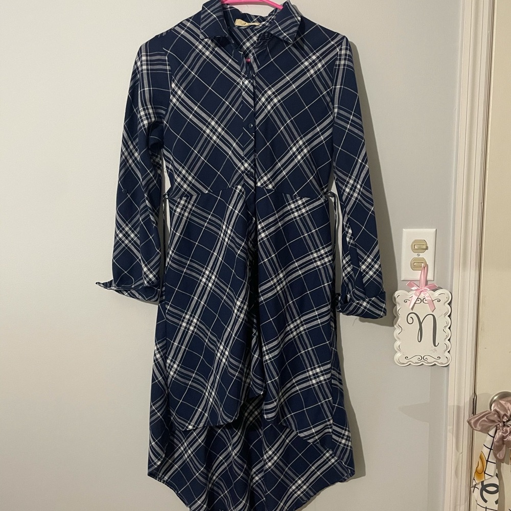 navy plaid dress